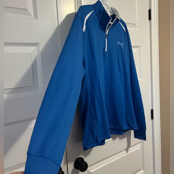 Puma Blue and White Golf Cool Cell Quarter-Zip Pull Over XL - Picture 6 of 10